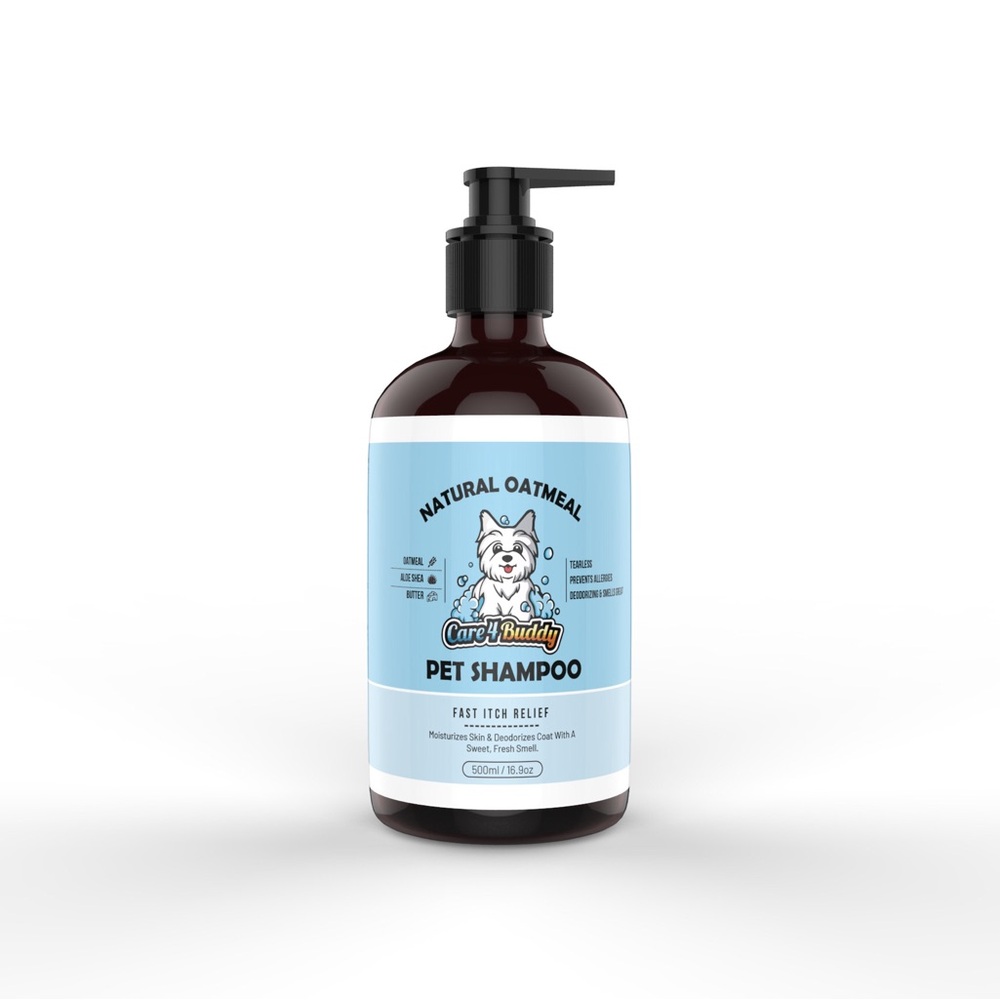 Dog Oatmeal Shampoo Pump Bottle 16oz for Cats, Puppies & Kittens